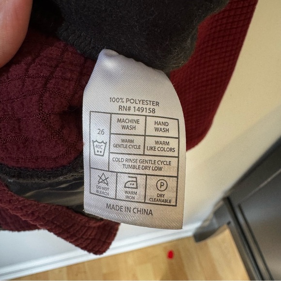 Craft And Flow Nomad Men’s Mock Neck Waffle Knit Jacket- Burgundy Red Size M - Picture 7 of 7